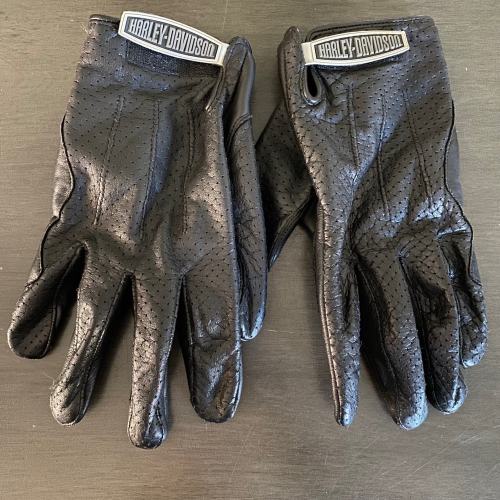 Harley-Davidson Mens Perforated Black Leather Motorcycle Gloves 3XL 97389-08VM